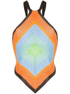 House of Sunny colour-block knit halter top