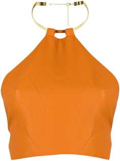 House of Sunny faux-leather halter top