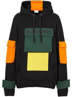 Burberry худи в стиле колор-блок с логотипом