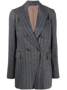 Brunello Cucinelli блейзер в тонкую полоску с пайетками