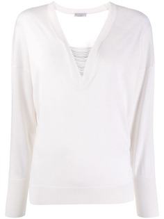 Brunello Cucinelli джемпер с цепочкой и V-образным вырезом