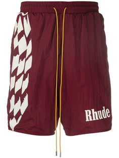 Rhude crinkled effect logo print track shorts