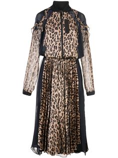 Sacai платье макси с леопардовым принтом
