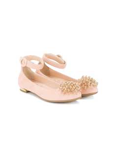 Aquazzura Mini декорированные балетки Baby Monaco