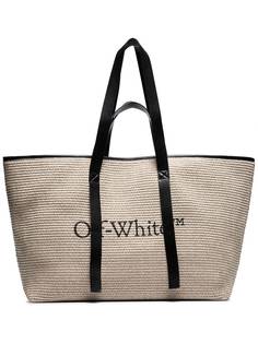 Off-White сумка-тоут из рафии с логотипом