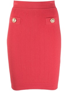 Balmain трикотажная юбка-карандаш с эластичным поясом в рубчик