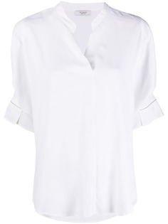 Peserico рубашка с V-образным вырезом и короткими рукавами