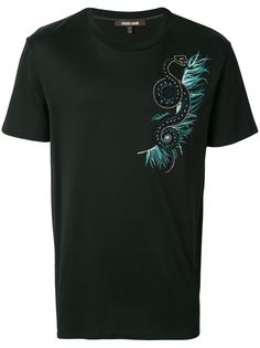 Roberto Cavalli футболка с декорированной змеей