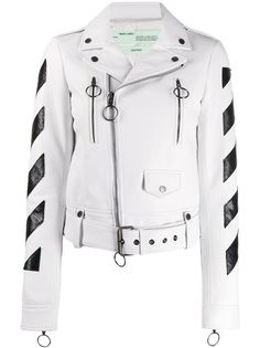 Off-White байкерская куртка с контрастными полосками