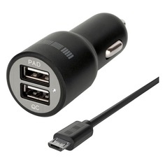 Автомобильное зарядное устройство INTERSTEP 42241, 2xUSB, microUSB, 2.4A, черный