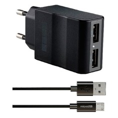Сетевое зарядное устройство Interstep 30708, 2xUSB, microUSB, 2.1A, черный [is-tc-micro2krt-000b201]