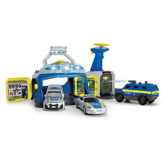 Игровой набор Dickie Toys "Полицейская станция и 3 машинки", свет и звук