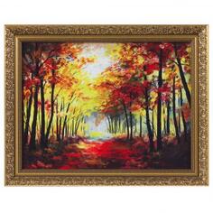 Картина в раме 30x40 см «Осенний красный лес»