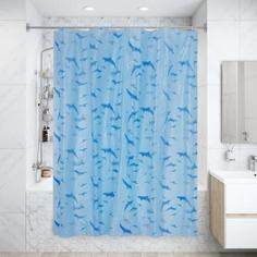 Штора для ванной комнаты «Дельфины» 180х180 см цвет голубой V Line