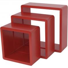 Полка кубическая, 20х10 см/24х10 см/28х10 см, цвет красный, 3 шт. Spaceo