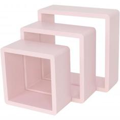 Полка кубическая, 20х10 см/24х10 см/28х10 см, цвет розовый, 3 шт. Spaceo