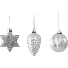 Украшение ёлочное «Шишка-звезда-шар», 6 см, цвет серебро Decoris