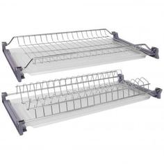Сушилка для посуды для верхнего шкафа 60 см, двухъярусная с поддоном, хром