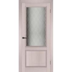 Дверь межкомнатная остеклённая Юта 2/1 80x200 см, CPL, цвет вайт, стекло с гравировкой, с фурнитурой КРАСНОДЕРЕВЩИК