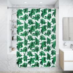 Штора для ванны Manu 180x200 см, полиэстер, цвет белый/зелёный Wess