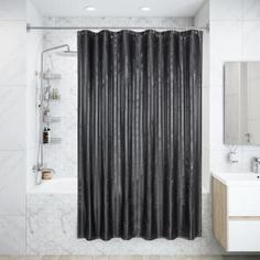 Штора для ванны Логеййя с люверсами 180х200 см, полиэстер, цвет серый Vidage