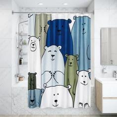 Штора для ванны Bear 180x200 см, полиэстер Fixsen