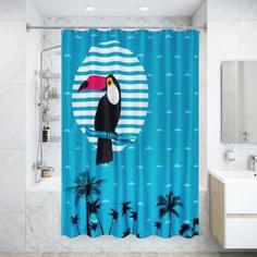 Штора для ванны Tucan 180x200 см, полиэстер, цвет синий Fixsen