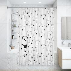 Штора для ванны Panda 180x200 см, полиэстер, цвет белый Fixsen