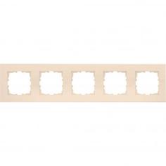 Рамка для розеток и выключателей Lexman Виктория плоская, 5 постов, цвет бежевый