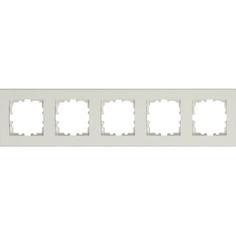 Рамка для розеток и выключателей Lexman Виктория плоская, 5 постов, цвет белый