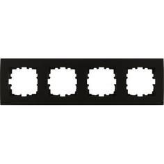 Рамка для розеток и выключателей Lexman Виктория плоская, 4 поста, цвет чёрный