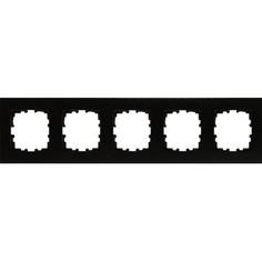 Рамка для розеток и выключателей Lexman Виктория плоская, 5 постов, цвет черный бархат матовый