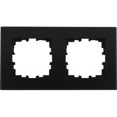 Рамка для розеток и выключателей Lexman Виктория плоская, 2 поста, цвет чёрный