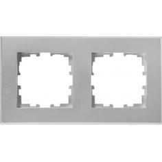 Рамка для розеток и выключателей Lexman Виктория плоская, 2 поста, цвет серебро