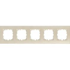 Рамка для розеток и выключателей Lexman Виктория плоская, 5 постов, цвет жемчужно-белый
