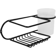 Держатель стакана для зубных щёток Trait с полкой цвет чёрный Swensa