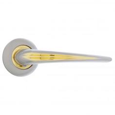 Ручки дверные на розетке Renz DH (N) 88-08, ЦАМ, цвет матовый никель/глянцевое золото