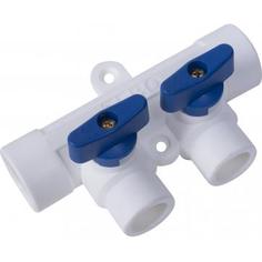 Коллектор Тебо, 2 выхода c кранами, 25х20 мм, полипропилен