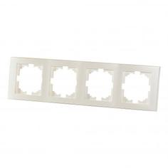 Рамка для розеток и выключателей Lezard вертикальная 4 поста цвет жемчужно-белый