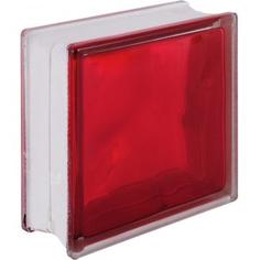 Стеклоблок Волна цвет ярко-рубиновый полуматовый Vitrablock