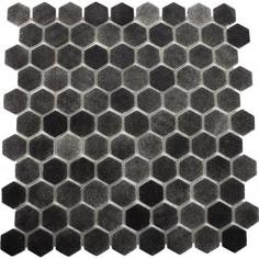 Мозаика стеклянная Hex Antislip 31.7х30.7 см цвет черный Vidrepur