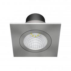 Светильник точечный встраиваемый квадратный Dennis 82 мм, 3.85 м², тёплый белый свет, цвет серебристый Inspire