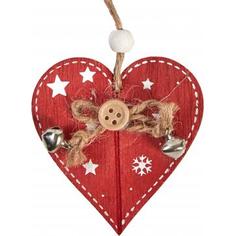 Набор ёлочных украшений ErichKrause Decor «Сердце», 12 см, дерево, цвет красный, 2 шт.