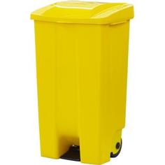 Бак садовый для мусора на колесиках с педалью 110 л цвет жёлтый Idea