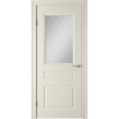 Дверь межкомнатная остеклённая с замком и петлями в комплекте Стелла 80x200 см эмаль цвет слоновая кость