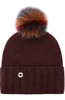 Кашемировая шапка funny fox hat с меховым помпоном