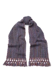 Кашемировый шарф фактурной вязки с бахромой