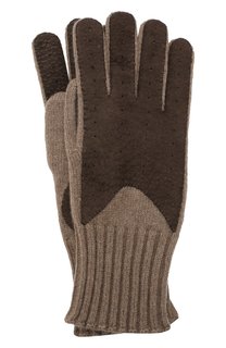 Кашемировые перчатки с отделкой из кожи