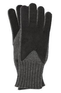 Кашемировые перчатки с отделкой из кожи
