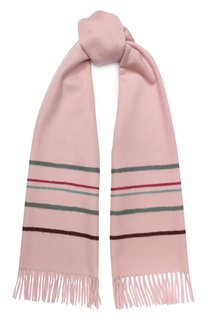 Кашемировый шарф с контрастными полосками и бахромой